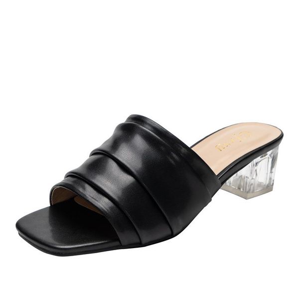 slippers 2021 summer lady heels shoes solid women sandals fashion pleated transparent heel middle women's square toe, Black
slippers 2021 summer lady heels shoes solid women sandals fashion pleated transparent heel middle women's square toe, Black