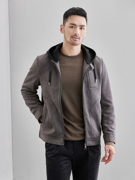 women's leather & faux business gentleman high grade elastic deerskin velvet fabric men's autumn and winter hooded detachable jack, Black
women's leather & faux business gentleman high grade elastic deerskin velvet fabric men's autumn and winter hooded detachable jack, Black