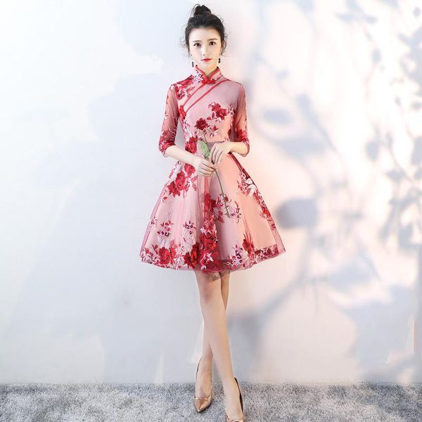ethnic clothing handmade button qipao embroidery improved cheongsam wedding party dress prom gown vestidos, Red
ethnic clothing handmade button qipao embroidery improved cheongsam wedding party dress prom gown vestidos, Red