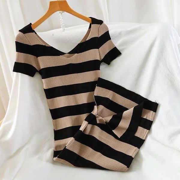 new women 2021 summer vintage striped midi female knitted short sleeve v-neck es fashion ladies slim casual vestidos a794h84z, Black;gray
new women 2021 summer vintage striped midi female knitted short sleeve v-neck es fashion ladies slim casual vestidos a794h84z, Black;gray