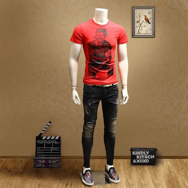 men's t-shirts spring and summer european station male youth printed round neck slim short-sleeved t-shirt, White;black
men's t-shirts spring and summer european station male youth printed round neck slim short-sleeved t-shirt, White;black
