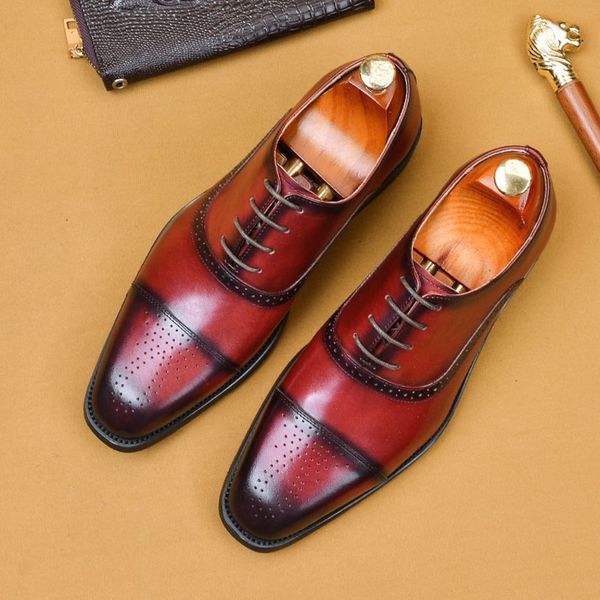 oxfords genuine leather classic lace up waxing process brock wedding party dress social business formal shoes for men a30, Black
oxfords genuine leather classic lace up waxing process brock wedding party dress social business formal shoes for men a30, Black
