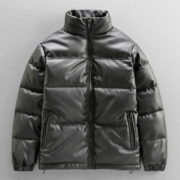chao brand winter leather cotton padded jacket men's thickened short cotton padded jacket pu leather face pack loose stand collar down, Black
chao brand winter leather cotton padded jacket men's thickened short cotton padded jacket pu leather face pack loose stand collar down, Black