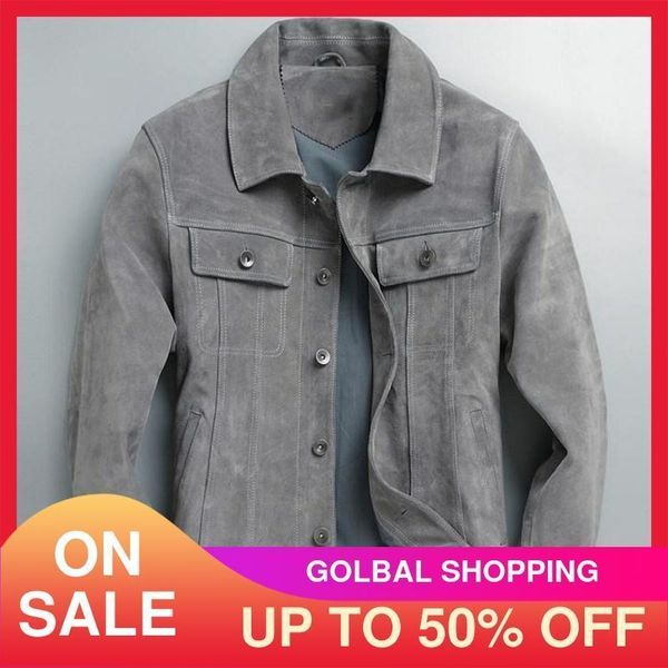 men's leather & faux 2021 grey casual style genuine jacket men plus size 4xl single breasted real cow suede autumn slim fit natural coa, Black
men's leather & faux 2021 grey casual style genuine jacket men plus size 4xl single breasted real cow suede autumn slim fit natural coa, Black