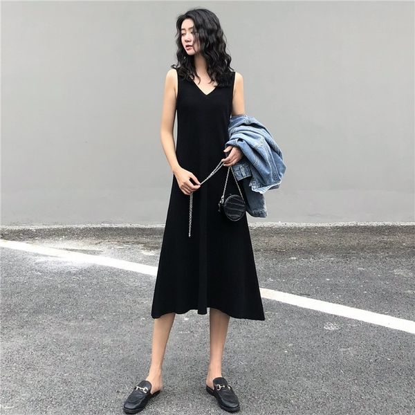 women's maxi sleeveless with v-neck knitted over the line ed as party es at night 3wh1, Black;gray
women's maxi sleeveless with v-neck knitted over the line ed as party es at night 3wh1, Black;gray