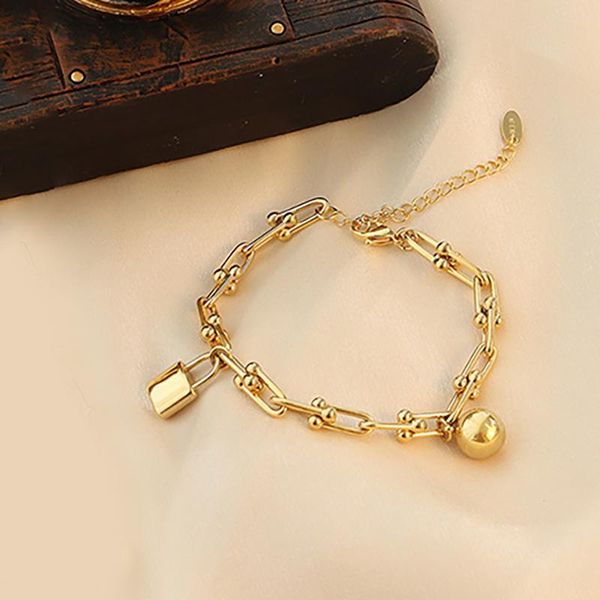 link, chain titanium steel lock ball designer charm bracelet for women couple jewelry wholesale pulseras para parejas armbanden voor vrouwen, Black
link, chain titanium steel lock ball designer charm bracelet for women couple jewelry wholesale pulseras para parejas armbanden voor vrouwen, Black