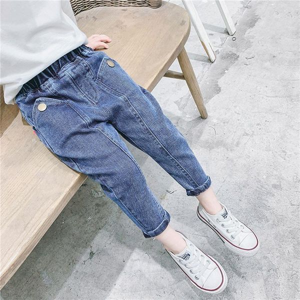 fashion baby denim trousers with elastic waist, pocket decoration, loose-fit spring summer clothing dairy wear, Blue
fashion baby denim trousers with elastic waist, pocket decoration, loose-fit spring summer clothing dairy wear, Blue