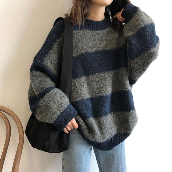 2021 new korean style sweaters women autumn winter striped round neck ladies jumper casual knitted for female pullover li16, White;black
2021 new korean style sweaters women autumn winter striped round neck ladies jumper casual knitted for female pullover li16, White;black