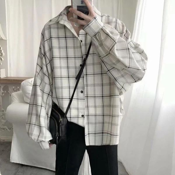 men's casual shirts plaid shirt single-breasted loose all-match blouse spring and summer harajuku fashion clothing 2 colors s-3xl, White;black
men's casual shirts plaid shirt single-breasted loose all-match blouse spring and summer harajuku fashion clothing 2 colors s-3xl, White;black