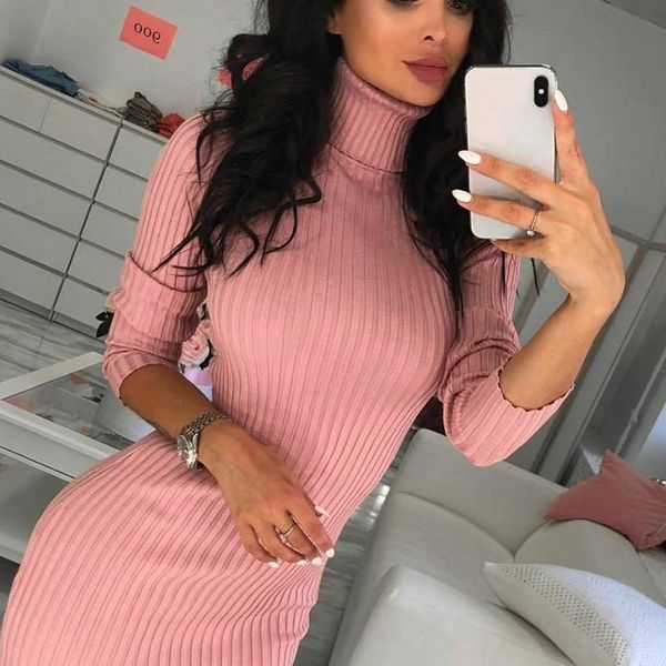 autumn and winter women o neck solid color bodycon knitted sweater dress turtleneck tight casual mini dress 45, Black;gray
autumn and winter women o neck solid color bodycon knitted sweater dress turtleneck tight casual mini dress 45, Black;gray