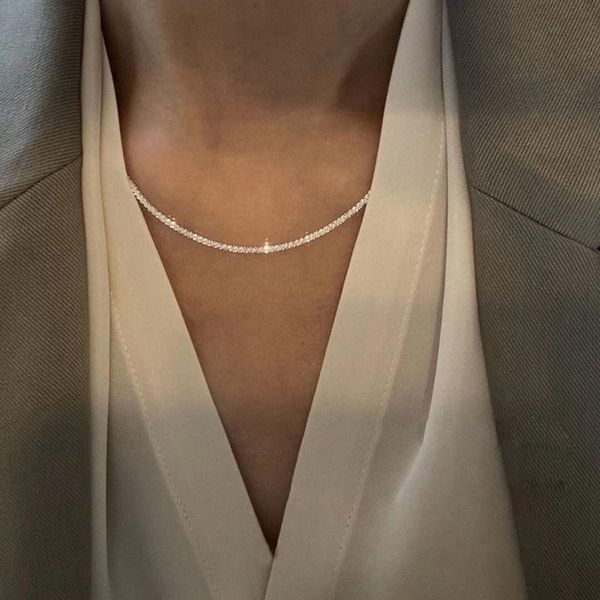 925 sterling silver necklace sparkling necklace for women clavicle chain female short neck fine jewelry party korean 
925 sterling silver necklace sparkling necklace for women clavicle chain female short neck fine jewelry party korean
