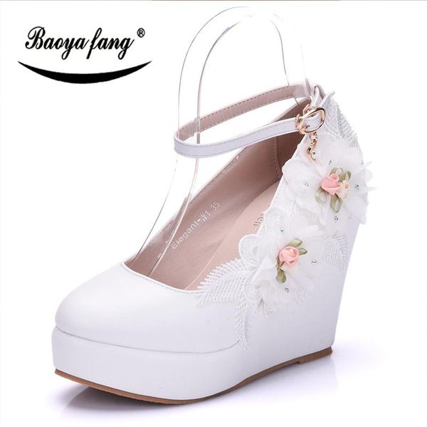 dress shoes baoyafang arrival white flower womens wedding bride wedges ankle strap ladies party woman paltform, Black
dress shoes baoyafang arrival white flower womens wedding bride wedges ankle strap ladies party woman paltform, Black