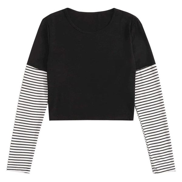 women's hoodies & sweatshirts casual stripe long sleeve pullover lightweight sweatshirt blouse round neck all-match stitching chic, Black
women's hoodies & sweatshirts casual stripe long sleeve pullover lightweight sweatshirt blouse round neck all-match stitching chic, Black