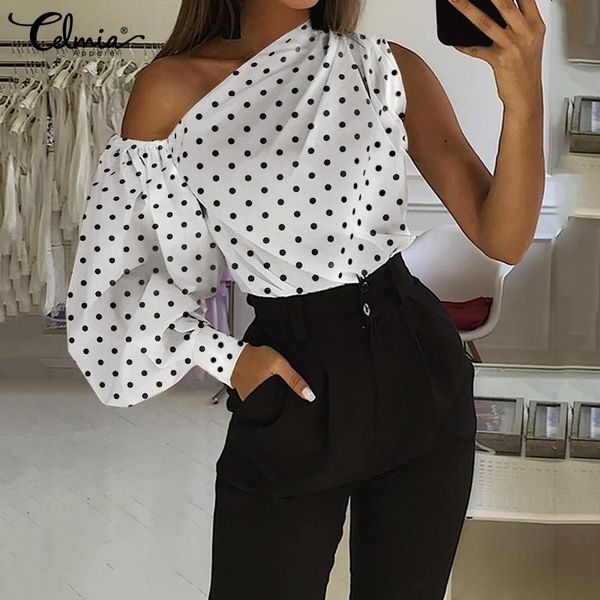 women's blouses & shirts fashion one shoulder celmia women lantern long sleeve streetwear blusas casual polka dot asymmetric shirt plus, White
women's blouses & shirts fashion one shoulder celmia women lantern long sleeve streetwear blusas casual polka dot asymmetric shirt plus, White
