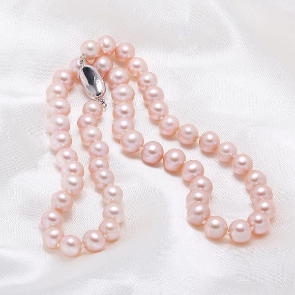 chains 8-9mm natural freshwater pearl potato shape necklace elegant female jewelry 45mm, Silver
chains 8-9mm natural freshwater pearl potato shape necklace elegant female jewelry 45mm, Silver