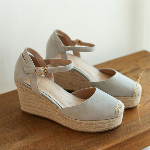 womens natural suede leather wedge platform ankle strap high heel summer sandals round toe 8.5cm heel comfortable pumps shoes, Black
womens natural suede leather wedge platform ankle strap high heel summer sandals round toe 8.5cm heel comfortable pumps shoes, Black