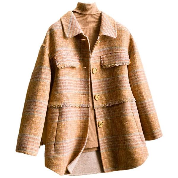 women's wool & blends autumn 2021 double-faced coat female e short vintage woolen coats korean clothes jackets for women casaco feminin, Black
women's wool & blends autumn 2021 double-faced coat female e short vintage woolen coats korean clothes jackets for women casaco feminin, Black