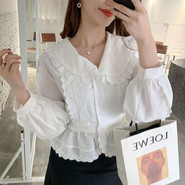 vintage peter pan collar lace woman shirt long sleeve slim waist autumn female puff sleeve girls blouses, White
vintage peter pan collar lace woman shirt long sleeve slim waist autumn female puff sleeve girls blouses, White