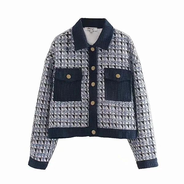 women's jackets fashion retro blue plaid jacket single-breasted elegant girl chic spring and autumn, Black;brown
women's jackets fashion retro blue plaid jacket single-breasted elegant girl chic spring and autumn, Black;brown