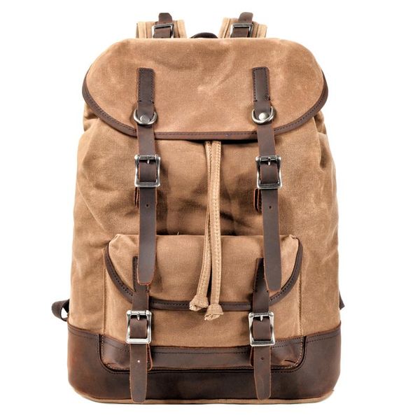 backpack retro waxed canvas drawstring large capacity outdoor tactical men's casual lapbags
backpack retro waxed canvas drawstring large capacity outdoor tactical men's casual lapbags