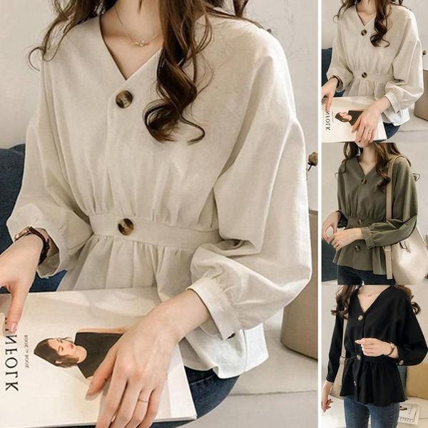 women's blouses & shirts camisa de mujer women v neck long sleeve blouse ladies button high waist plain slim casual comfortable, White
women's blouses & shirts camisa de mujer women v neck long sleeve blouse ladies button high waist plain slim casual comfortable, White