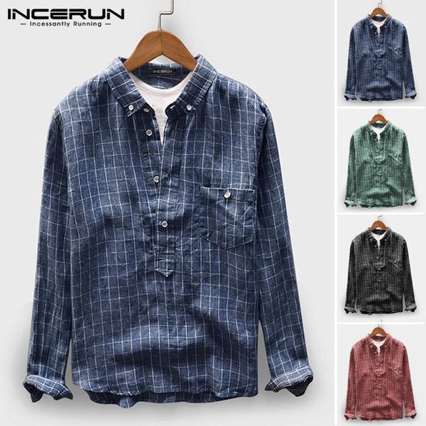 incerun fashion plaid shirt men long sleeve casual cotton lapel button mens brand shirts streetwear camisa 2019 71, White;black
incerun fashion plaid shirt men long sleeve casual cotton lapel button mens brand shirts streetwear camisa 2019 71, White;black