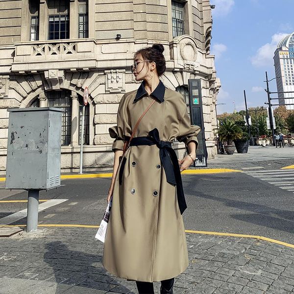 women's trench coats long windbreaker spring autumn 2021 korean loose stitching double breasted e high-quality lining fashion jacket ty, Tan;black
women's trench coats long windbreaker spring autumn 2021 korean loose stitching double breasted e high-quality lining fashion jacket ty, Tan;black