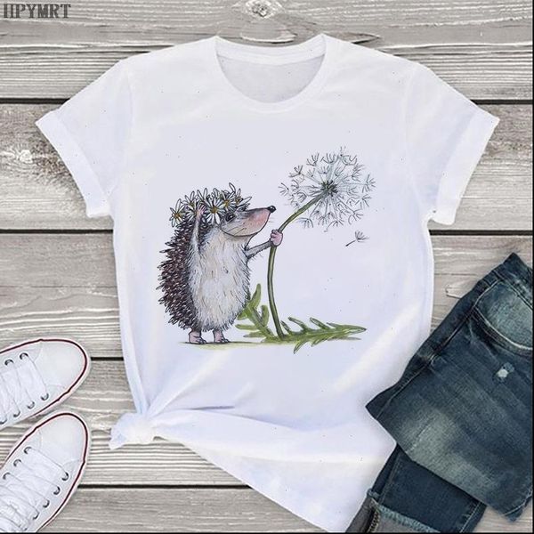 hedgehog and dandelion printed female t shirt summer harajuku womens large size t shirt fashion casual short sleeved tshirt, White
hedgehog and dandelion printed female t shirt summer harajuku womens large size t shirt fashion casual short sleeved tshirt, White