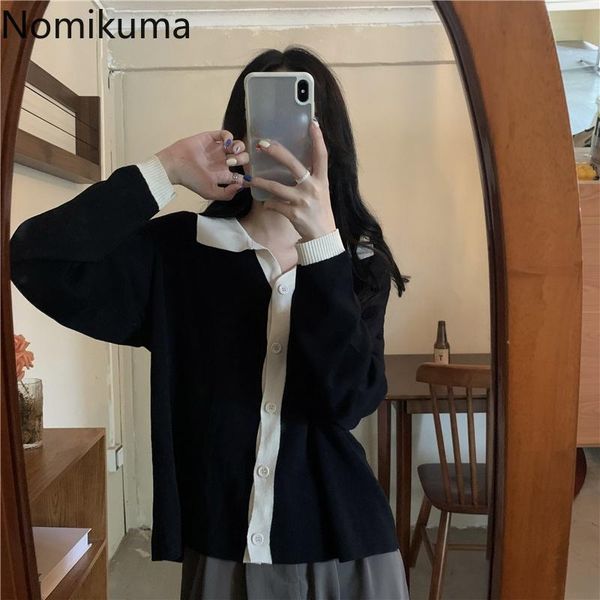 women's knits & tees nomikuma knitted cardigan women 2021 single breasted long sleeve contrast color turn down collar chic casual swea, White
women's knits & tees nomikuma knitted cardigan women 2021 single breasted long sleeve contrast color turn down collar chic casual swea, White