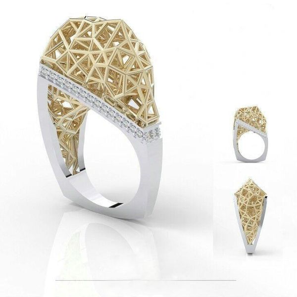 cluster rings trendy 925 sterling silver two tone mesh hollow for women zircon crystal geometric wedding modern finger ring, Golden;silver
cluster rings trendy 925 sterling silver two tone mesh hollow for women zircon crystal geometric wedding modern finger ring, Golden;silver