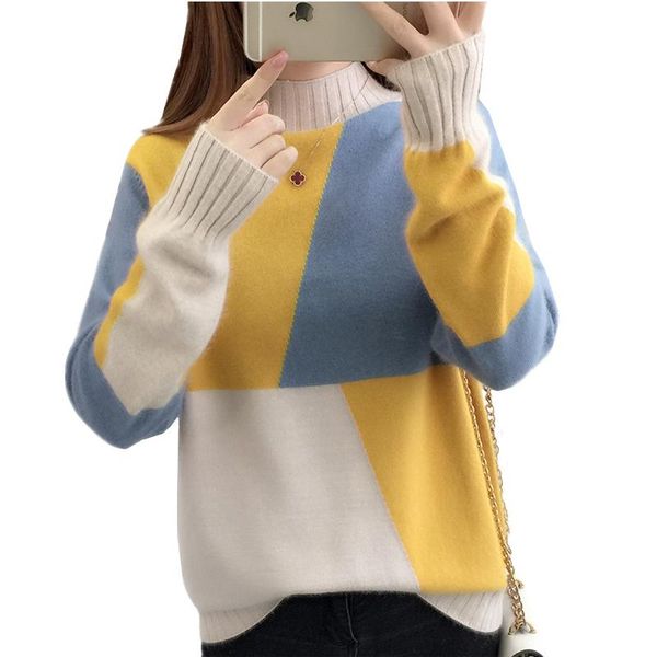 women's sweaters fashion 2021 autumn knit sweater women pullovers winter korean half high collar harajuku ladies, White;black
women's sweaters fashion 2021 autumn knit sweater women pullovers winter korean half high collar harajuku ladies, White;black
