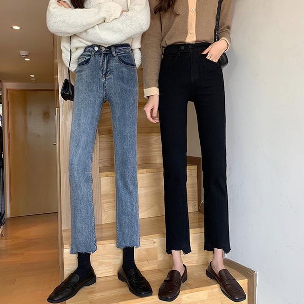 women's jeans straight female spring 2021 show thin chic tall waist port flavor nine points pipe trunks black trousers, Blue
women's jeans straight female spring 2021 show thin chic tall waist port flavor nine points pipe trunks black trousers, Blue