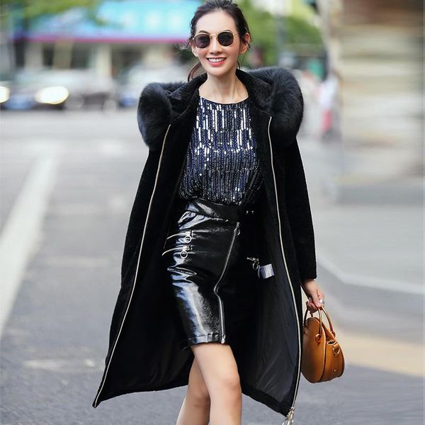 women's fur & faux real sheep shearing coat female natural wool jackets for women winter warm slim coats collar hood wyq937, Black
women's fur & faux real sheep shearing coat female natural wool jackets for women winter warm slim coats collar hood wyq937, Black