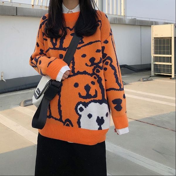 2021 winter korean style cartoon bear thick knitted warm sweaters womens sweaters and pullovers x1200 drop shipping, White;black
2021 winter korean style cartoon bear thick knitted warm sweaters womens sweaters and pullovers x1200 drop shipping, White;black