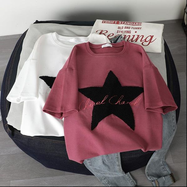 cotton women summer stars print lady casual t shirt harajuku streetwear short sleeve o neck tees camisetas mujer, White
cotton women summer stars print lady casual t shirt harajuku streetwear short sleeve o neck tees camisetas mujer, White