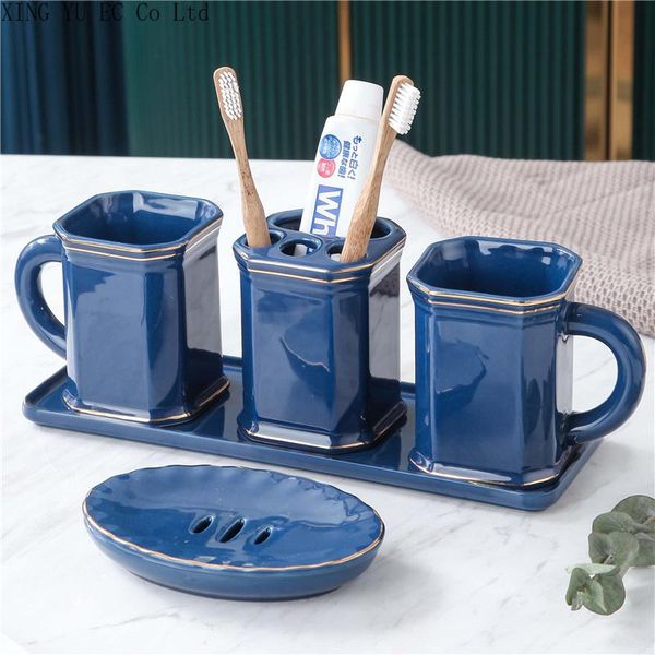 bath accessory set bathroom supplies blue ceramic lotion bottle mouthwash cup soap dish toothbrush holder tray luxury decoration
bath accessory set bathroom supplies blue ceramic lotion bottle mouthwash cup soap dish toothbrush holder tray luxury decoration