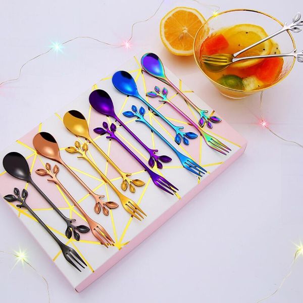 spoons leaf branch coffee stir colorful stainless steel fruit fork moon cake forks exquisite gift cutlery lx8090
spoons leaf branch coffee stir colorful stainless steel fruit fork moon cake forks exquisite gift cutlery lx8090