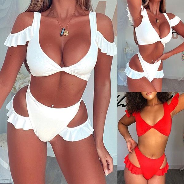 bikini sets women swimwear hollow ruffles two-piece swimsuit bikini swimming beachwear solid color female biquini suit
bikini sets women swimwear hollow ruffles two-piece swimsuit bikini swimming beachwear solid color female biquini suit