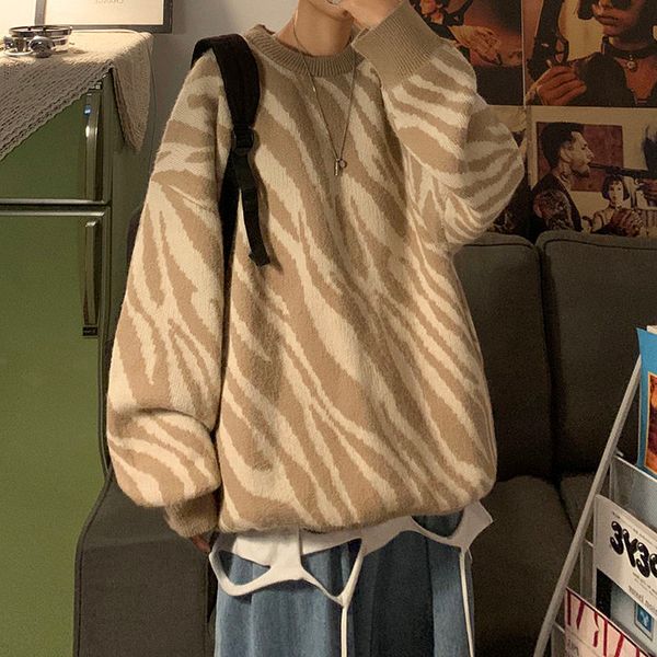 men's sweaters striped loose sweater zebra stamina, soft male fashion striped bat sleeve pullover spring and khaki autumn harajuku, White;black
men's sweaters striped loose sweater zebra stamina, soft male fashion striped bat sleeve pullover spring and khaki autumn harajuku, White;black