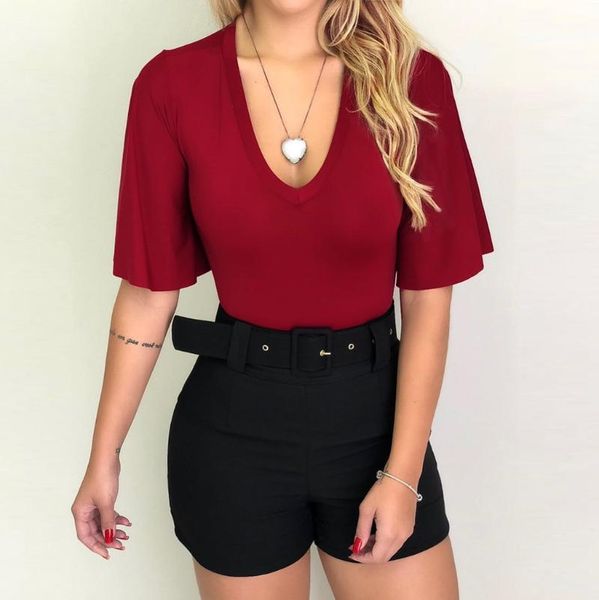 women's t-shirt women casual solid color short sleeve v neck female t shirt fashion ladies flare tees summer camiseta mujer, White
women's t-shirt women casual solid color short sleeve v neck female t shirt fashion ladies flare tees summer camiseta mujer, White