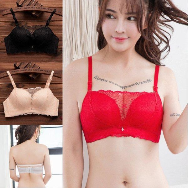 bras embroidery seamless lace invisible bra women 3/4 cup push up lingerie bandage strapless gathering bh underwear #, Red;black
bras embroidery seamless lace invisible bra women 3/4 cup push up lingerie bandage strapless gathering bh underwear #, Red;black