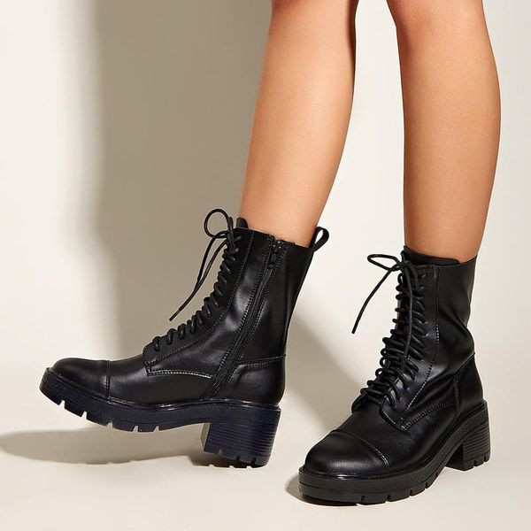 boots 202 women round toe lace up ankle work shoes cheseal platform modern with zip combat chunky heel, Black
boots 202 women round toe lace up ankle work shoes cheseal platform modern with zip combat chunky heel, Black