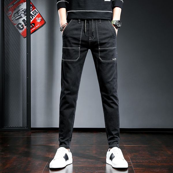 2021 moda jeans preto homens ajuste fino algodo estiramento denim lpis calas casual streetwear drawstring 7cml, White;black
2021 moda jeans preto homens ajuste fino algodo estiramento denim lpis calas casual streetwear drawstring 7cml, White;black