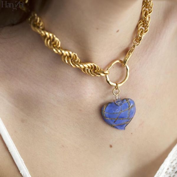 pendant necklaces hangzhi 2021 blue heart enamel crystal gold color thick metal chain choker necklace for women vacation jewelry, Silver
pendant necklaces hangzhi 2021 blue heart enamel crystal gold color thick metal chain choker necklace for women vacation jewelry, Silver