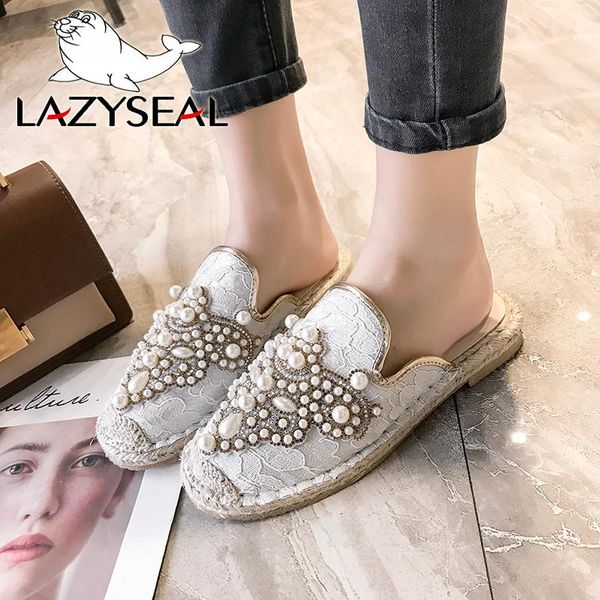 slippers lazyseal crystals pearl half summer slides women shoes flat heel cotton fabric fashion mules, Black
slippers lazyseal crystals pearl half summer slides women shoes flat heel cotton fabric fashion mules, Black