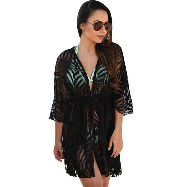 white new beach covers-up animal black print drawstring bikini swimsuit cover up women summer dress beachwear, White;black
white new beach covers-up animal black print drawstring bikini swimsuit cover up women summer dress beachwear, White;black