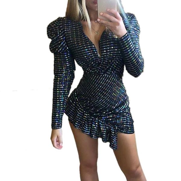 casual dresses sequin club party dress women sparkly long sleeve v neck bodycon stretched mini frill mt4296, Black;gray
casual dresses sequin club party dress women sparkly long sleeve v neck bodycon stretched mini frill mt4296, Black;gray