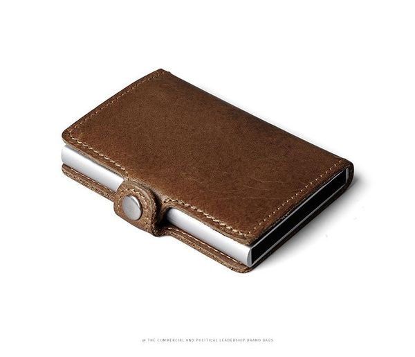 card holders men prevents rfid information leakage genuine leather mini wallet safe multifunction aluminum automatic up, Brown;gray
card holders men prevents rfid information leakage genuine leather mini wallet safe multifunction aluminum automatic up, Brown;gray