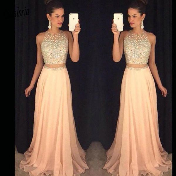 party dresses 2021 two pieces beading crystal evening o-neck sleeveless see through back long formal dress, White;black
party dresses 2021 two pieces beading crystal evening o-neck sleeveless see through back long formal dress, White;black
