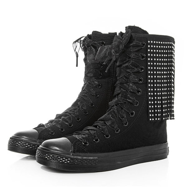 boots spring autumn women high canvas casual shoes comfortable black crystal tassels mid-calf flat botas mujer size 34-43
boots spring autumn women high canvas casual shoes comfortable black crystal tassels mid-calf flat botas mujer size 34-43